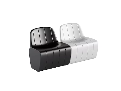 Modern Black and White Leisure Chairs with Smooth Leather Upholstery and Sleek Minimalist Design 3d model