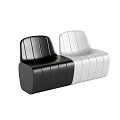 Modern Black and White Leisure Chairs with Smooth Leather Upholstery and Sleek Minimalist Design