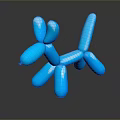 Blue Balloon Dog Sculpture With Shiny Surface And Dark Background Reflection 3d model