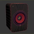Sleek Black Audio Speaker With Red Circular Driver And Modern Exterior Design
