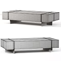 Modern Wooden Coffee Table With Gold Accents And Sleek Rectangular Design 3d model
