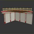 Scenic Landscape Viewing Platform With White Railing Wooden Floor And Red Bottomed Pillars