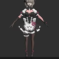 Game And Movie Character In Maid Outfit With Hair Accessories Apron Stockings And High Heels