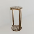 Modern Round Side Table With Marble Top And Metal Legs Design 3d model