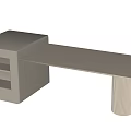 Modern Dining Table With Cylindrical Legs And Built In Storage Compartments 3d model
