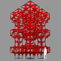 Red Geometric Art Installation With Multi layered Structural Design And Human Silhouette 3d model
