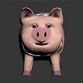 Cute Pink Pig Character With Black White Striped Harness And Pink Hooves