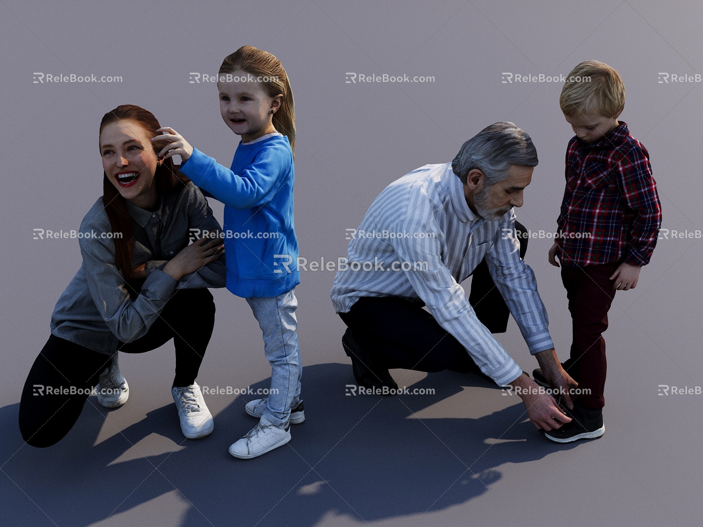 People and Characters Men Women Children Children 3d model