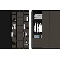 Modern Wardrobe Interior With Open Shelves Books Decorative Items Shoes Hanging Clothes And Drawers