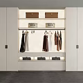 Modern White Built-in Wardrobe With Storage Boxes Hanging Clothes And Drawers