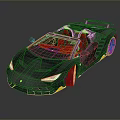 Gray Convertible Sports Car With Sleek Design Red Seats And Yellow Accents
