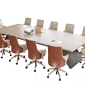 Modern Office Conference Table with Rectangular Design and Wheeled Chairs for Meeting Room
