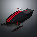 Black And Red Snowmobile Design With Stripes Handlebars And Skis 3d model