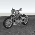 Classic Black And White Motorcycle With Leather Seat Black Engine Parked On Road Cityscape