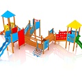 Modern slide wooden combination slide 3d model