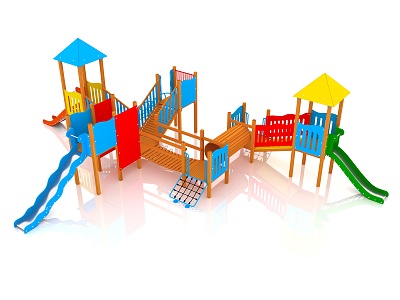 Modern slide wooden combination slide 3d model