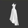Man Showcasing White Sleeveless Pleated Skirt 3D Model On Gray Background