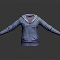 Blue Zipper Hoodie With Purple Inner Layer And Open Front Casual Design