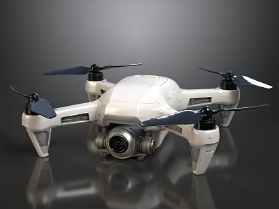 Sleek White Professional Quadcopter Drone With Built In High Definition Aerial Photography Camera 3d model