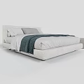 Modern Bedroom Interior With Double Bed And Upholstered Headboard Plus Linen Bedding