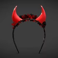 Unique Red Devil Horns Jewelry Headband With Black Decorative Details