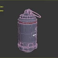 Tactical Silver Grenade Weapon With Red Ring Fuse And Emblem Design
