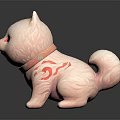 White Cat Game And Movie Character With Red Patterns And Green Collar Styling