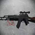 AK 74 Military Style Rifle With Tactical Scope And Black Brown Design