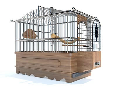 Bird Play Equipment With Metal Frame Wooden Base Perch And Platform For Pets 3d model