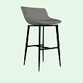 Modern Bar Stool With Sleek Design Black Metal Frame And Gray Seat