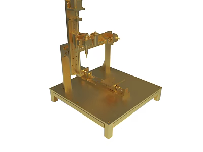 Golden Metallic Mechanical Device With Stable Platform And Industrial Structure 3d model