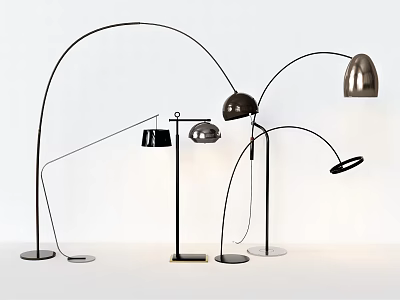 Modern Floor Lamps With Arched Stands And Metal Shades In Various Contemporary Designs 3d model