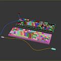 Stylish Wired Computer Keyboards With Blue And Pink Designs For Desktop Use