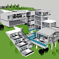 Modern Detached Villa With Glass Walls Swimming Pool And Landscaped Garden