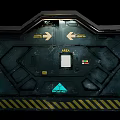 Industrial Sci Fi Hatch Door With Arrows Number 3543 Warning Sign And Caution Stripes