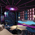 Modern KTV Lounge Interior With Neon Lights Bar Counter Sofa And Wine Rack