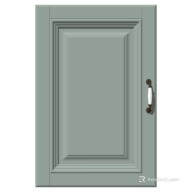 Light Green Door with Classic Handle Design for Modern Interior Spaces 3d model 