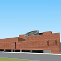 Red Brick Museum Building With Modern Design And Unique Roof Structure