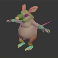 3D Mouse Character With Beige Color Large Ears Pink Nose Black Eyes And Standing Pose