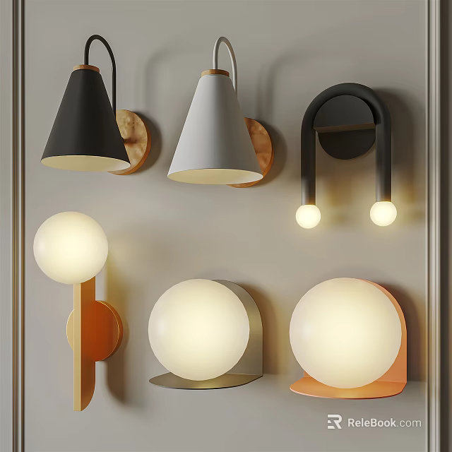Modern Wall Lamp Designs For Home Decor With Various Shapes And Materials 3d model 