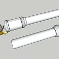 Two Silver Cylindrical Industrial Components With Golden Connecting Parts For Mechanical Applications