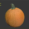 Fresh Ripe Orange Pumpkin with Green Stem and Smooth Texture on Black Background