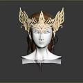 Ornate Golden Tiara With Red And Green Gems Intricate Wing Like Design