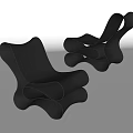 Elegant Modern Black Leisure Chairs Featuring Unique Curved Wave Structure Design 3d model