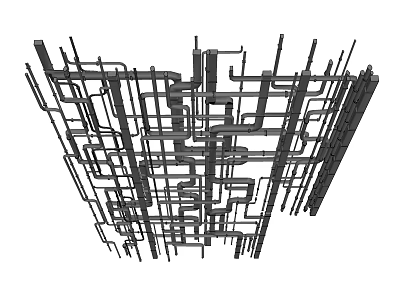 Industrial Ceiling Structure With Metal Pipes And Framework Layout Design 3d model
