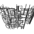 Industrial Ceiling Structure With Metal Pipes And Framework Layout Design 3d model