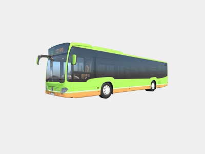 Modern Green and Orange City Bus with Sleek Body Design for Public Transport 3d model
