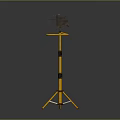 Industrial Lighting Combination With Two Lantern Style Lights On Yellow Tripod Stand