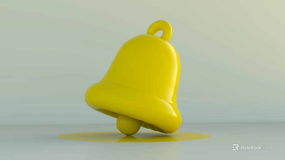 Yellow Inflatable Bell Decorative Design With Hanging Loop And Shiny Surface 3d model