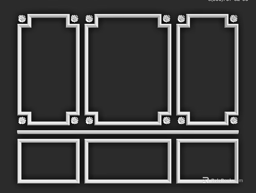 Decorative Lines With Ornamental Corner Patterns Forming Rectangular Frames For Design Elements 3d model 